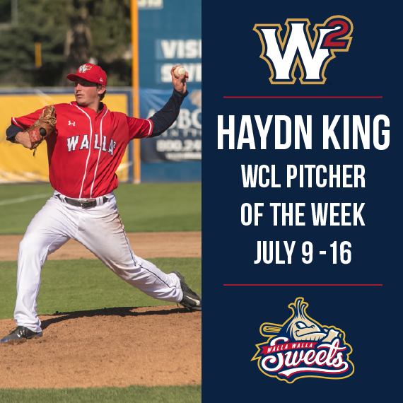 Haydn King Named WCL Pitcher of the Week for July 9-16 – Walla Walla ...